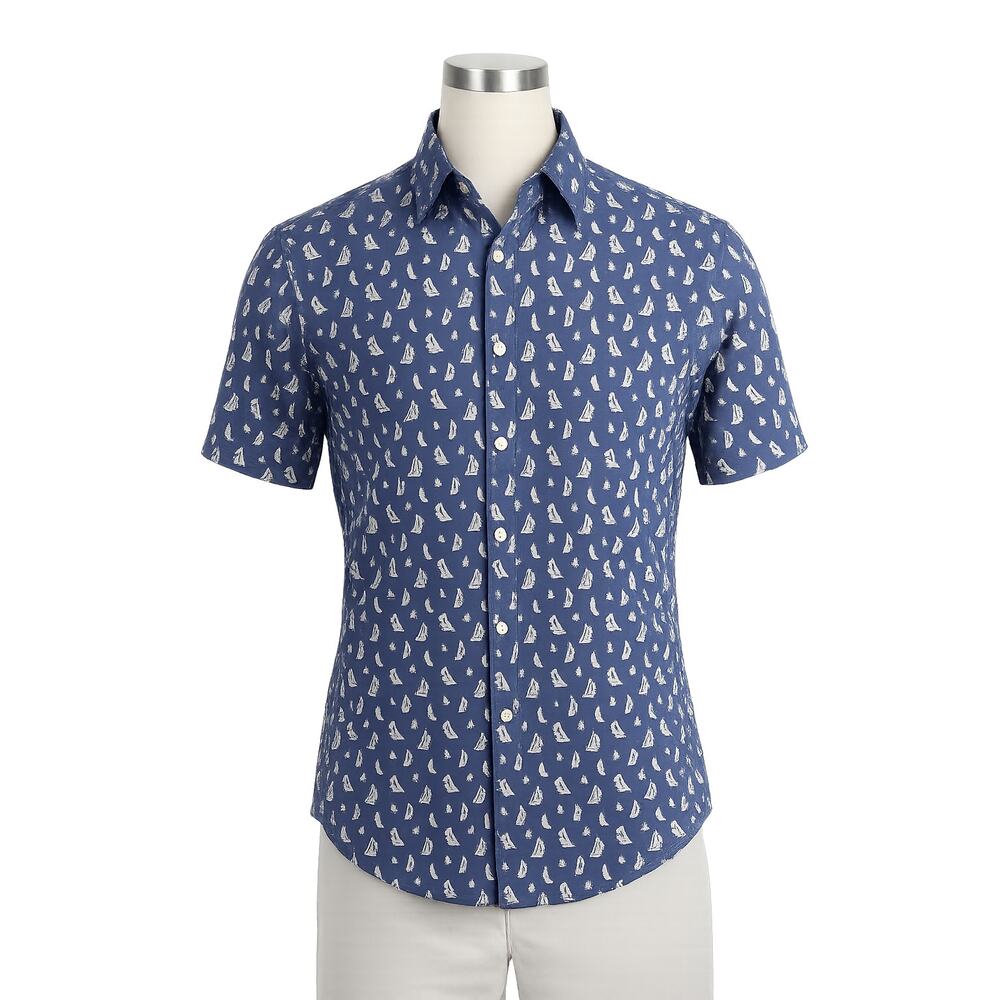 Ralph Lauren Men's Slim Fit Sailboat Print Button Down Shirt - Size L